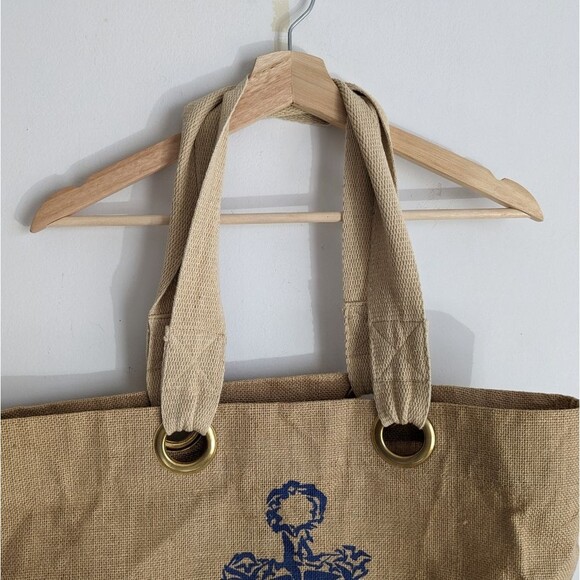 Boho Brown Jute Anchor Coastal Beach Tote Bag - Picture 2 of 7